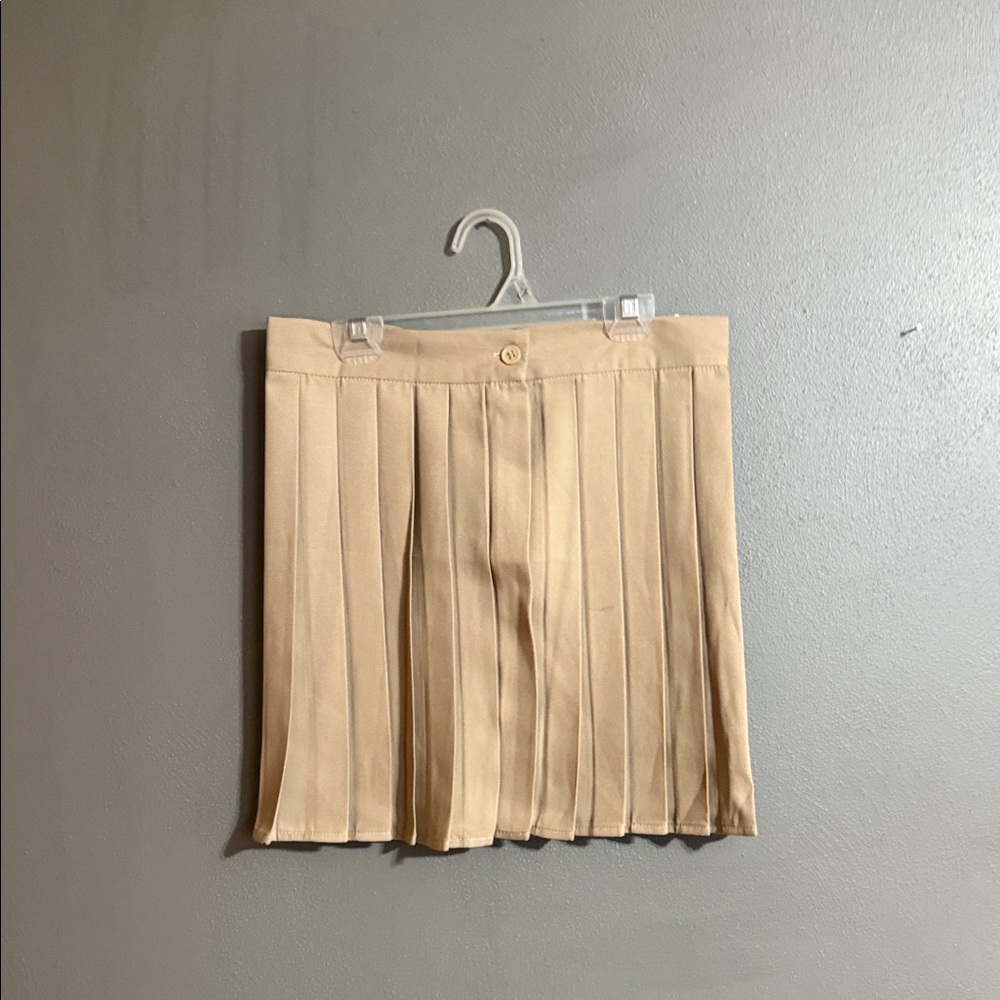 Elegant Beige Pleated Mini Skirt